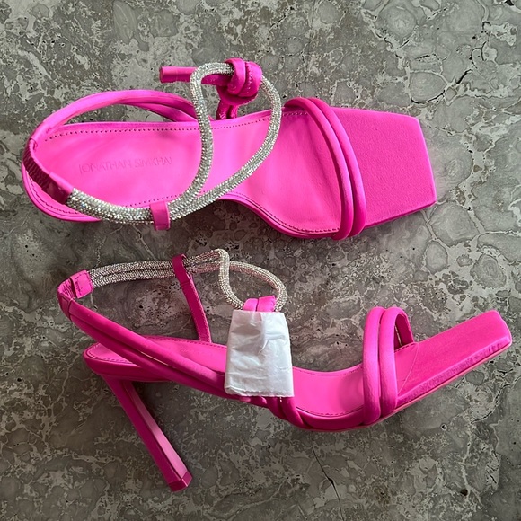 NEW Jonathan Simkhai Cassie Crystal Strappy Sandals Pink Size 41 New in Box - Picture 6 of 14
